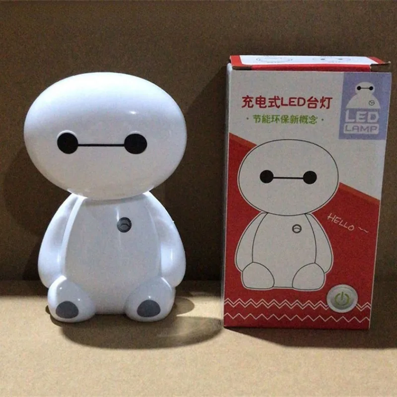 Big Hero 6 Cartoon Charging Big White Desk Lamp Dormitory Desk Eye Protection for Boy Girl Learning LED Light Bedroom Nightlight