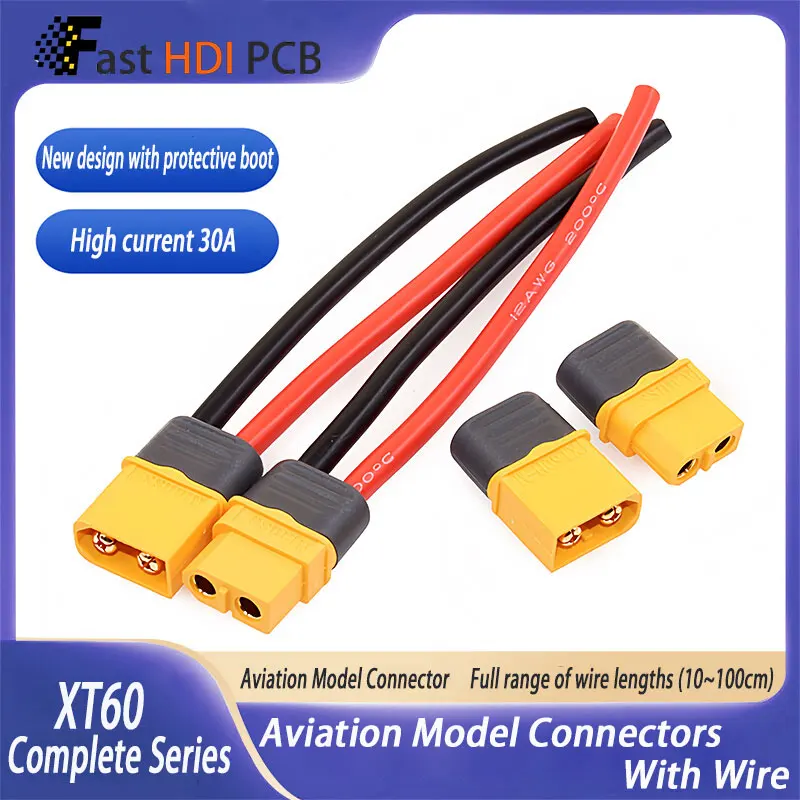 RC Power Connector 35A 500V XT60H Male Female with Cable PAG Insulation for New Energy Automotive Electronics