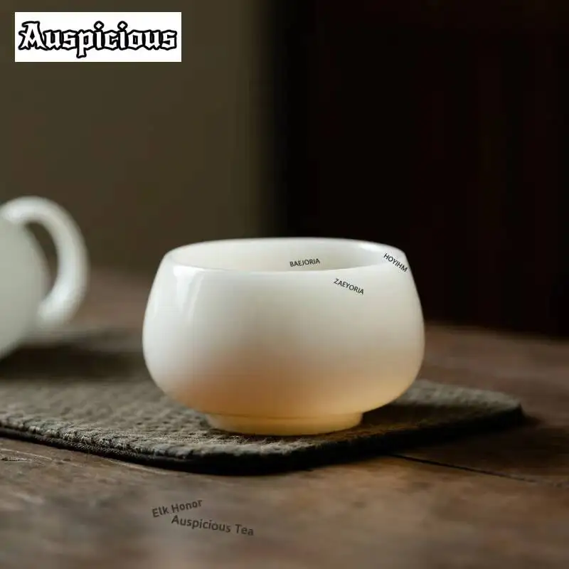 ZAEYORIA 160ml Ice Crystal Jade Porcelain Tea Cup Zen Meditation Tea Bowl Large Tasting Mug Chinese White Single Master Cups