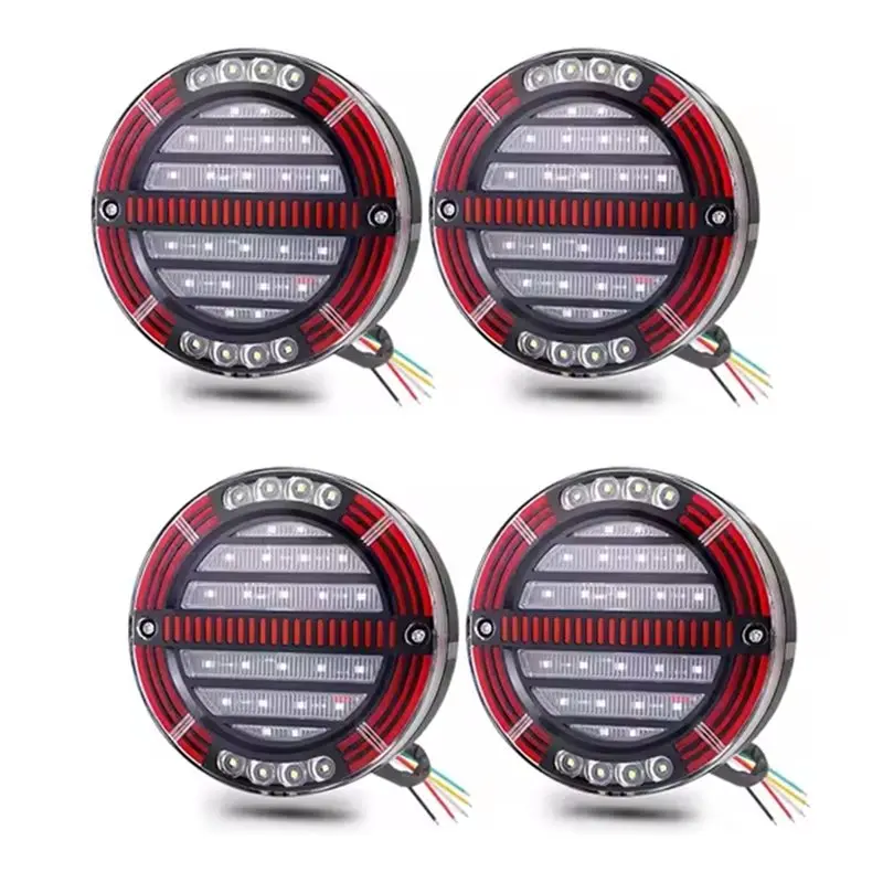 CYL-Sequential Turn Signal LED Tail Light Round 4 Pcs 12V 24V Lamp For Truck Trailer Pickup