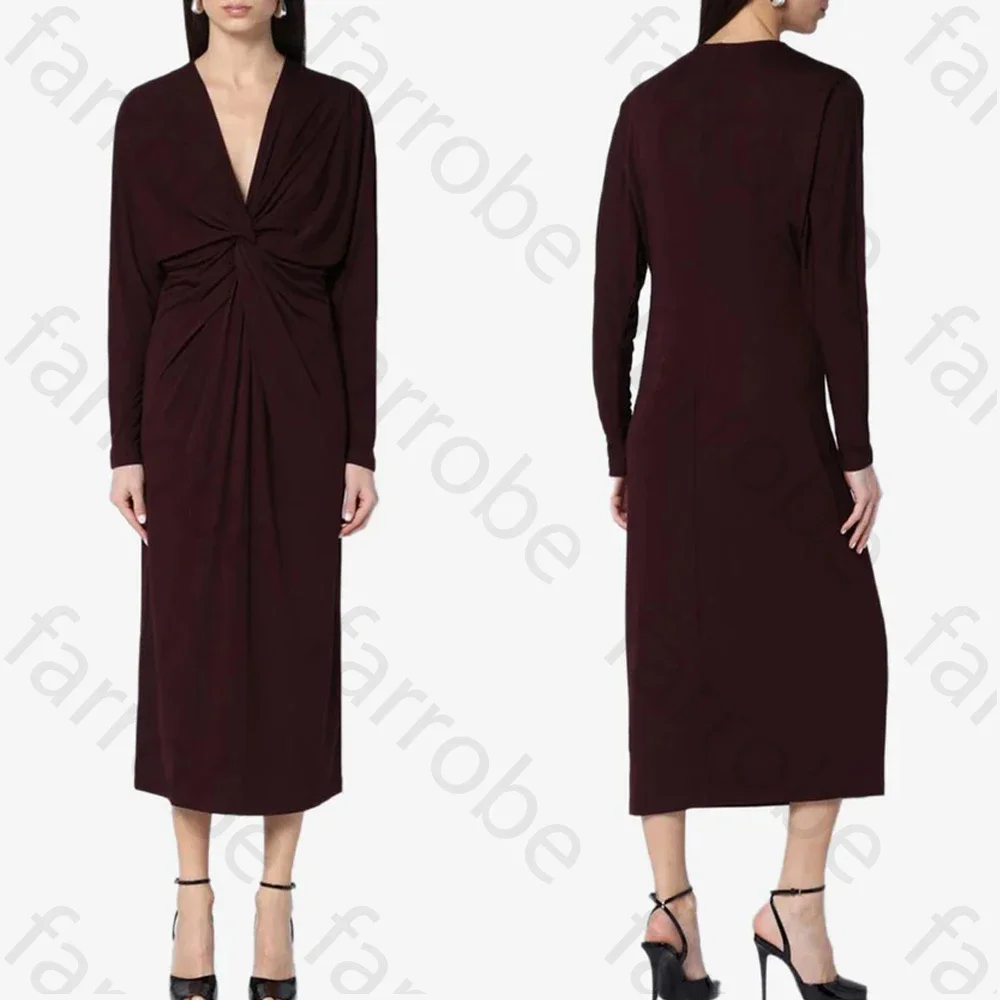 

Customized Elegant Draped Knot Midi Dress A-Line Evening Dresses Occasion Formal Exquisite High Quality Prom Party Gowns Women