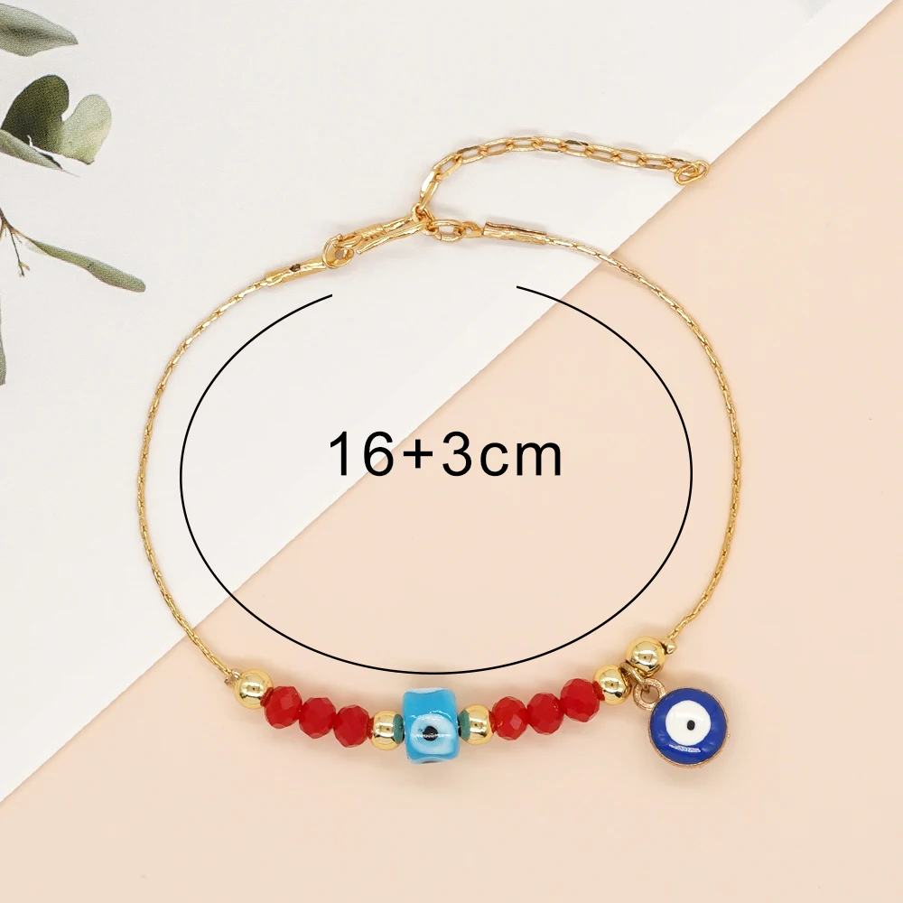 Go2boho Summer Handmade Fashion Jewelry Multi Color Crystal Beads Evil Eye Gold Plated Bracelets For Women Party Accessories