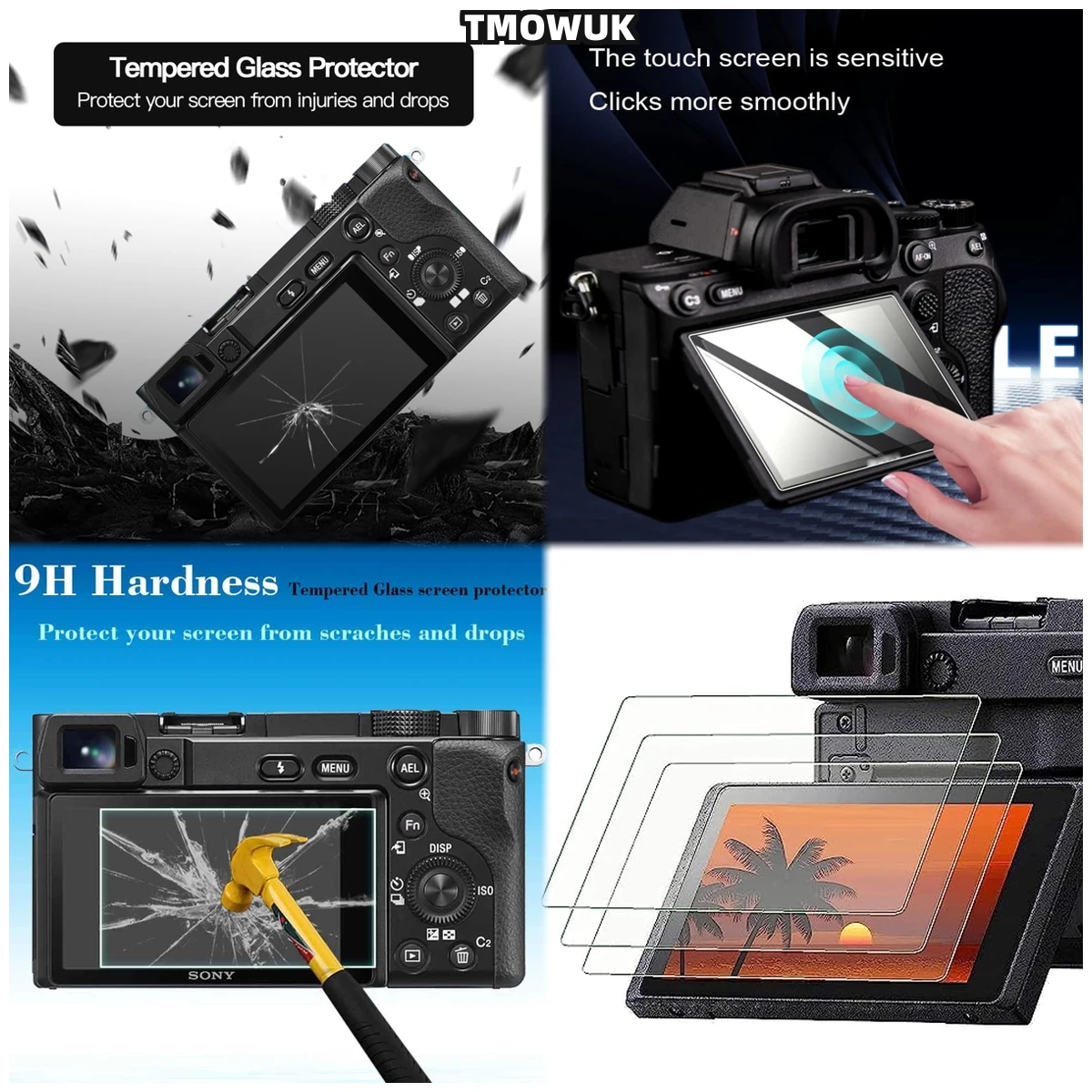 

Case-Friendly 9H Tempered Glass Guard For Sony Alpha A6600 A6000 A6100 A6300 A6400 A5000 NEX-7/6/5/5N/5T/5R/3 – Easy Install, Bu