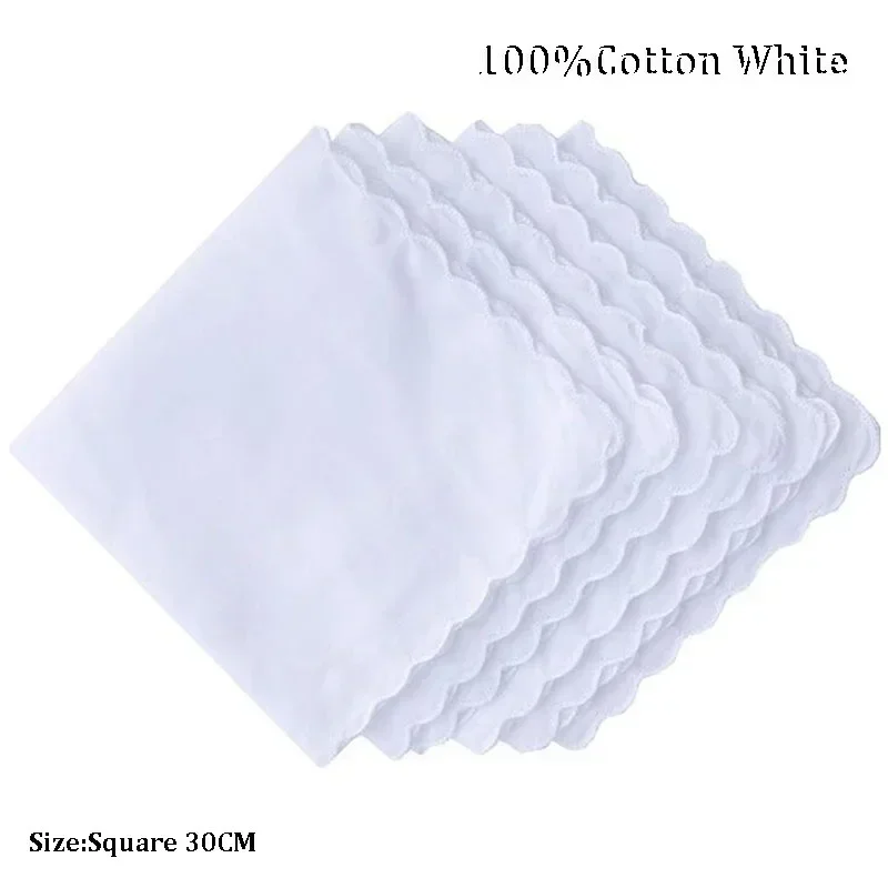 Popular 100% Cotton White Lady Handkerchiefs Women Handkerchief Children Baby Girl Face Hand Towel Party Christmas Gift