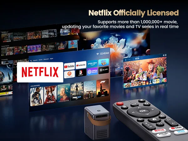 Wimius P61 Tragbarer 4K-Projektor Offizieller Netflix 1600ANSI Autofokus Full HD 1080p WIFI 6 BT5.2 Dolby-Projektor für Heimkino – Detail 3