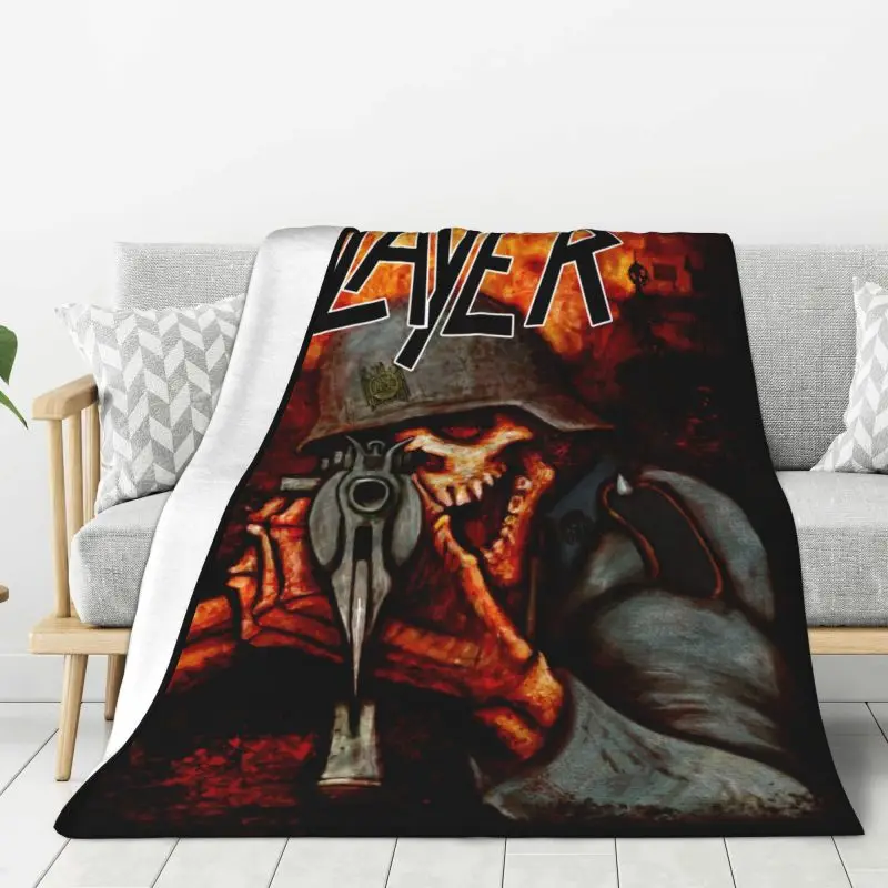 

Custom Heavy Metal Rock Band Slayers Blankets Warm Flannel Throw Blanket for Bed Travel Rug Piece