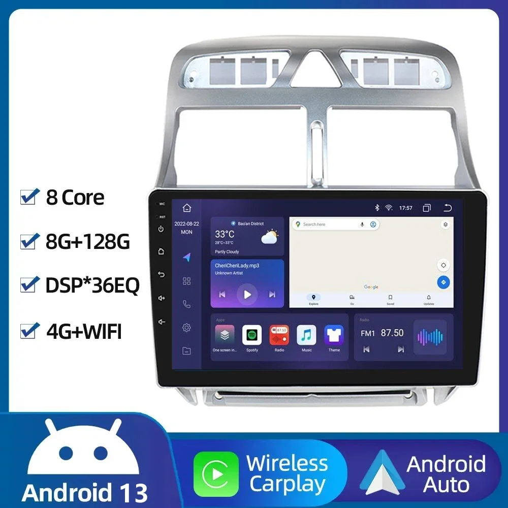 Wireless CarPlay Android Auto Radio For Peugeot 307 307CC 307SW 2004-2013 4G Car Multimedia GPS 2din autoradio