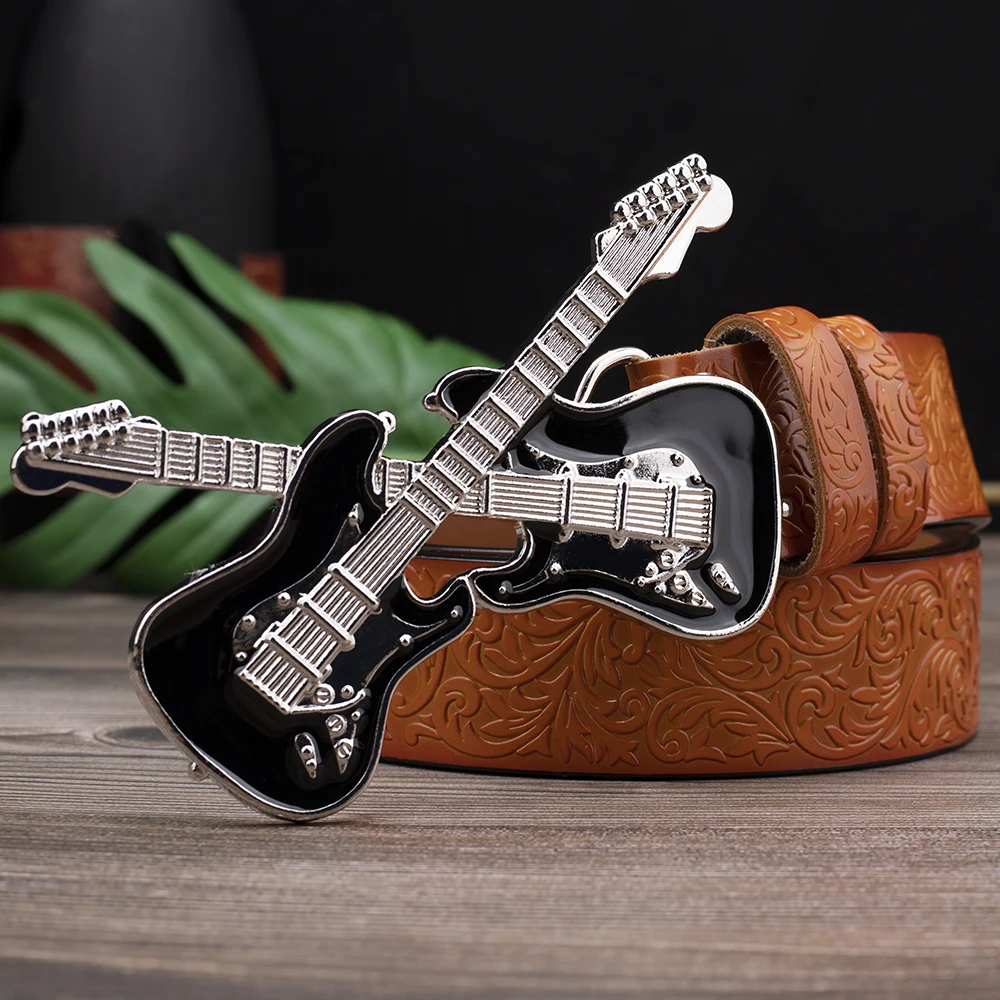 Zinc Alloy Double Guitar Belt Buckle Width 4cm