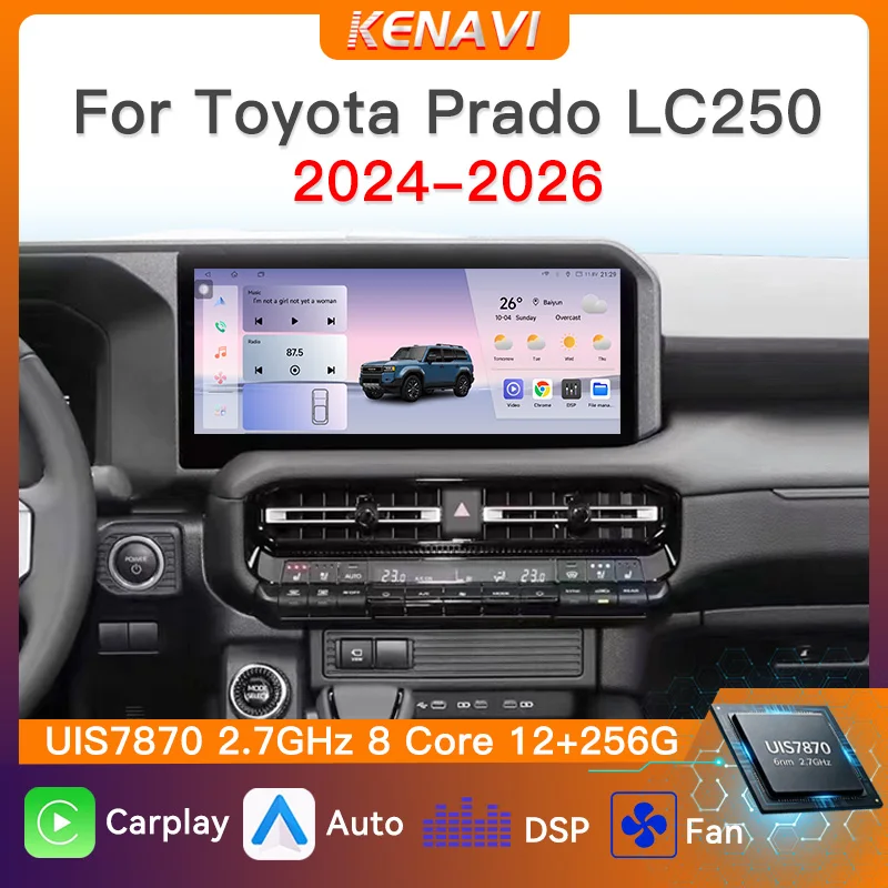 UIS7870 Wireless Carplay Android Auto Car Stereo radio For Toyota Prado LC250 2024‑2026 FM Multimedia Player GPS DSP Head Unit
