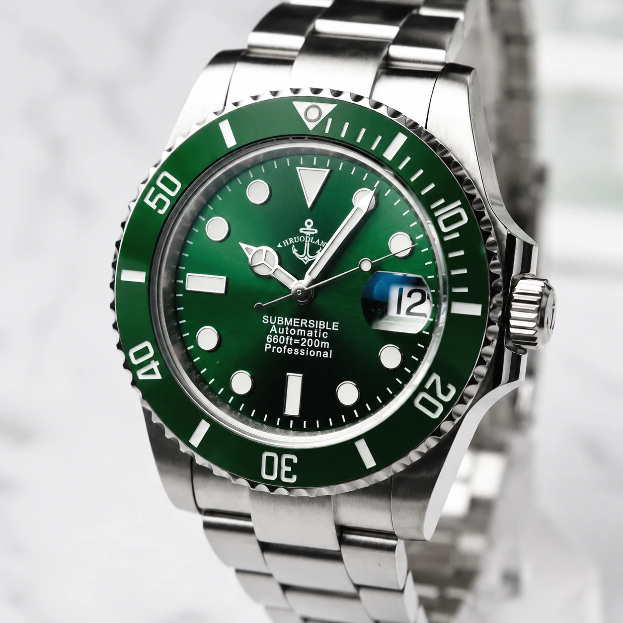 HRUODLAND Men's Dive Watch 200M PT5000 Automatic Mechanical Wristwatch Sapphire Crystal Lume High Quality Diver Style for Men