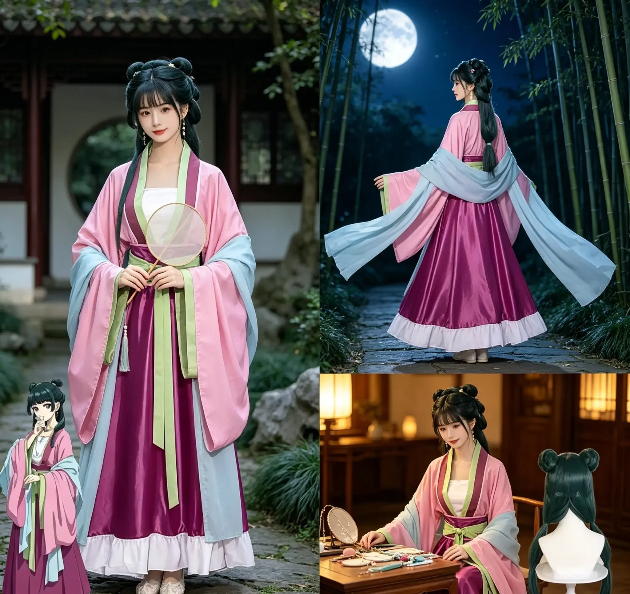 Maomao Cosplay Costume Wig Anime The Apothecary Diaries Pink Dress Halloween Party for Women