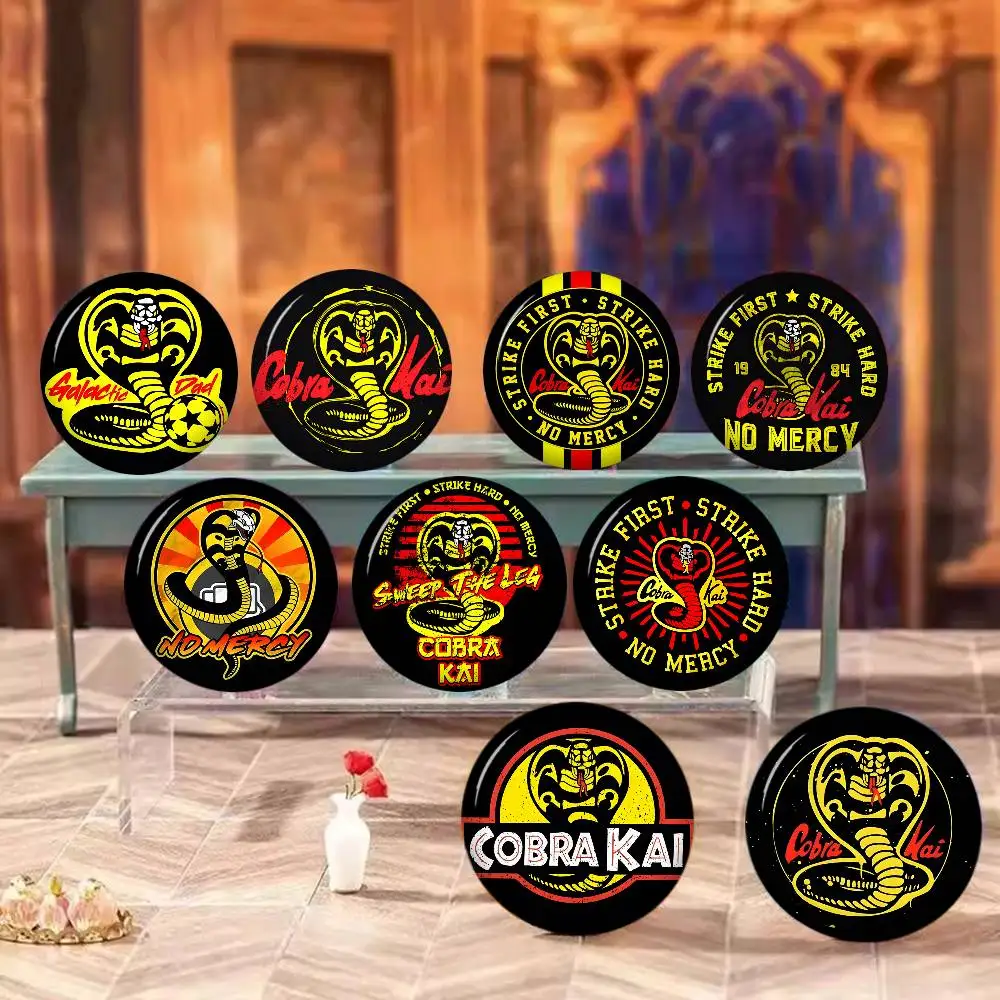 Classic TV Dramas Cobra Kai Tinplate Pin Button Custom Anime Role Old-school Brooch Cartoon Collar Badge Jewelry Gift Fans
