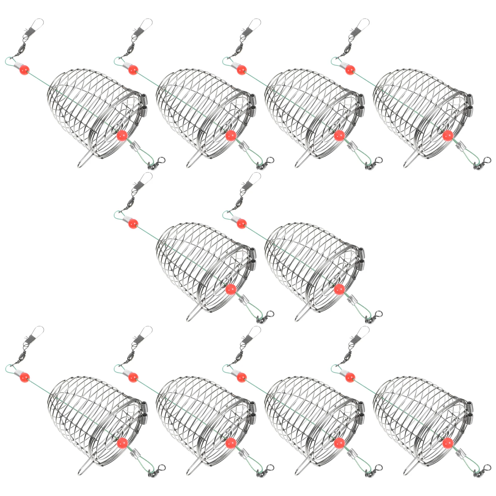 

10 pcs Minnow Traps Stainless Steel Bait Cage Silver Metal Feeder for Carp Basket Lure Fishing Tackle Crayfish Shrimp Eel Crab