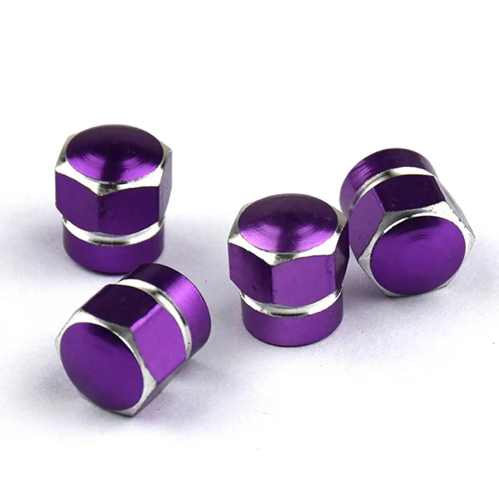 2-6pack ALUMINUM REPLACEMENT HEXAGON WHEEL TIRE RIM VALVE STEM CAPS Purple