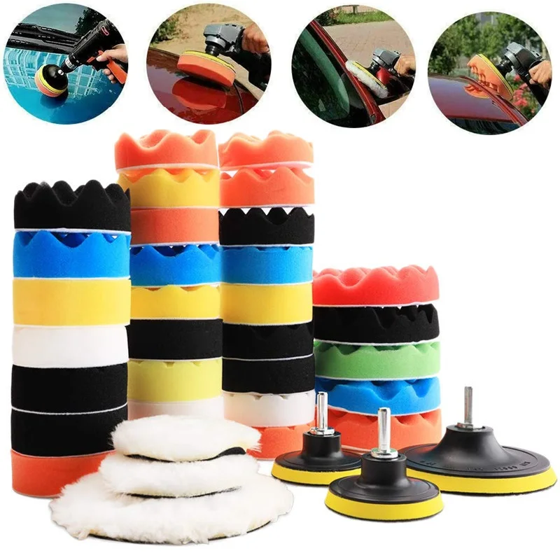 Car Polishing Sponge Pads Kit, Almofada de Espuma, Kit Buffer, Machine Wax Pads para Auto, Motocicleta, Veículo Motorizado, Remove Scratches