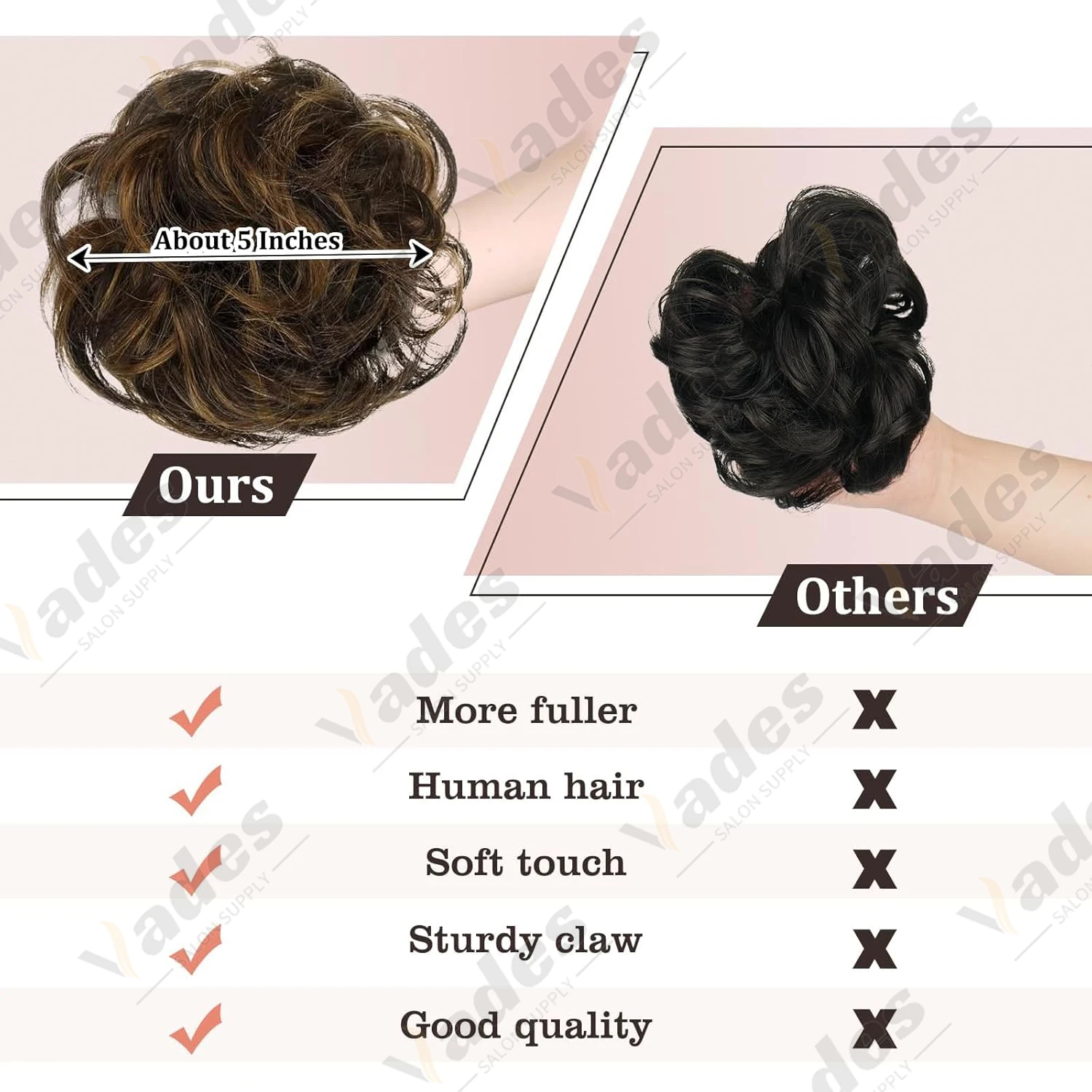 Claw Clip Messy Bun Hair Piece 100% Real Human Hair Buns Curly Chignon Hair Bun Extensions Wavy Tousled Updo Hair Buns for Women - Detail 1