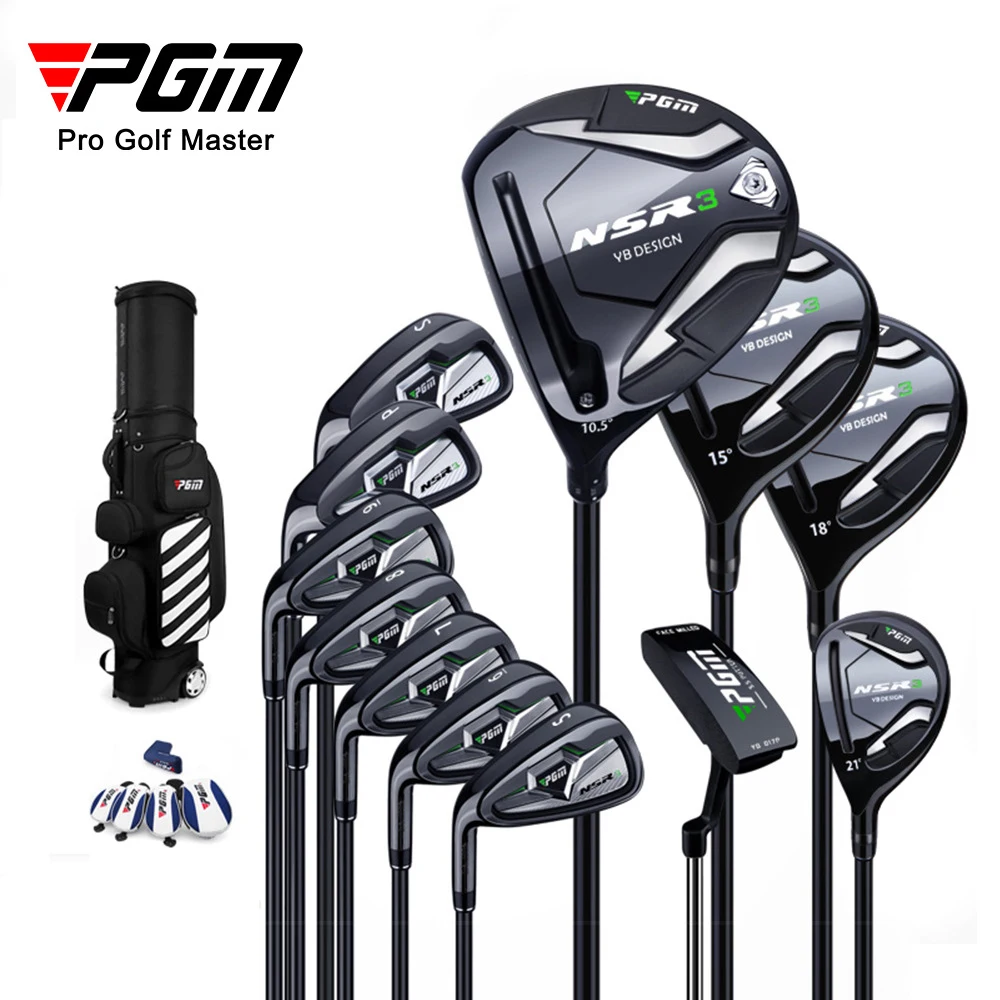 PGM NSR3 Left-Hand Golf Clubs Set with Ball Bag,Adjustable Loft Angle Pole,Low Center of Gravity Men Golf Training Clubs MTG033