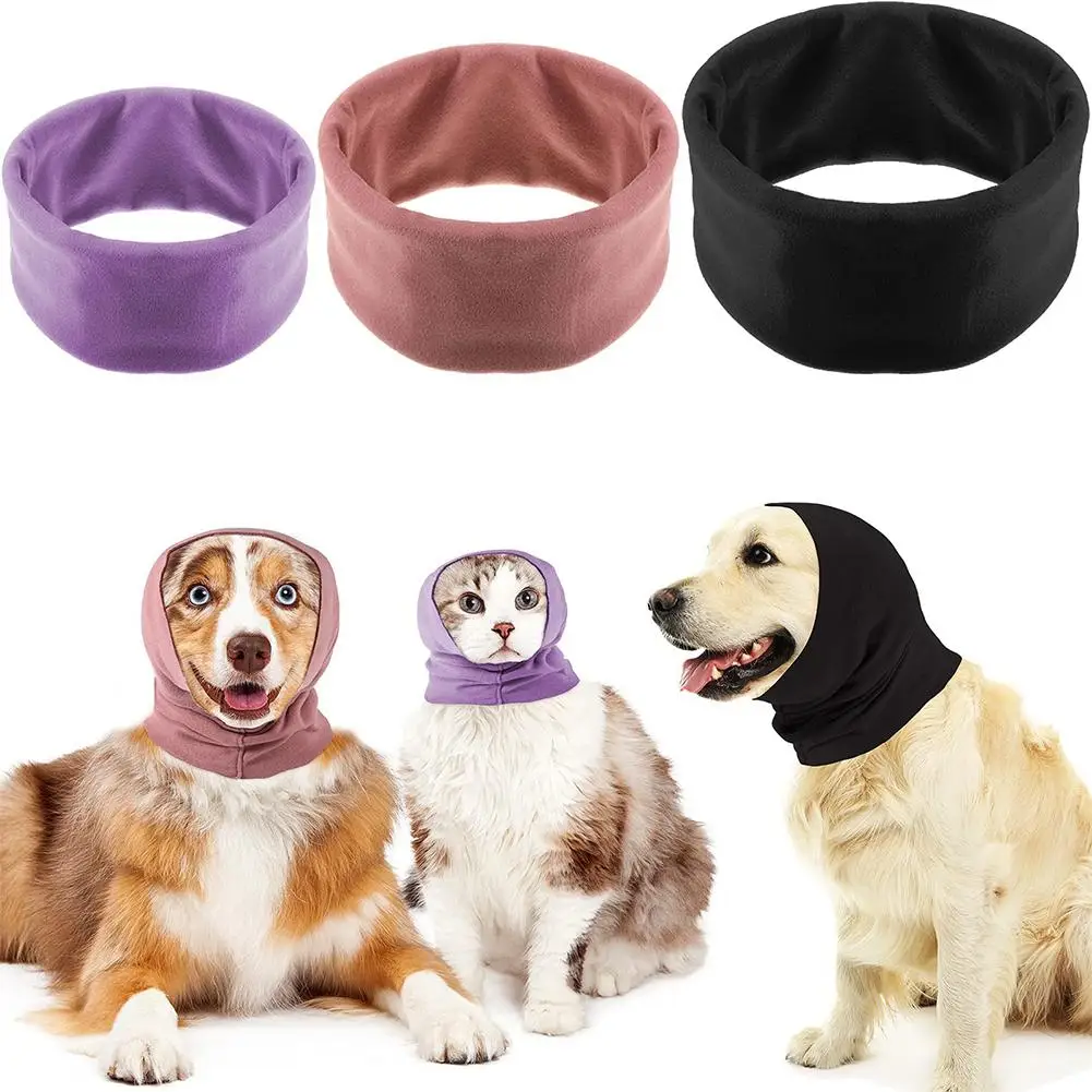 Winter Dog Hat Snood For Neck Warmer Ear Protection Comfortable Pet Earmuff Anti-anxiety Relief For Bath Grooming Reducing Noise