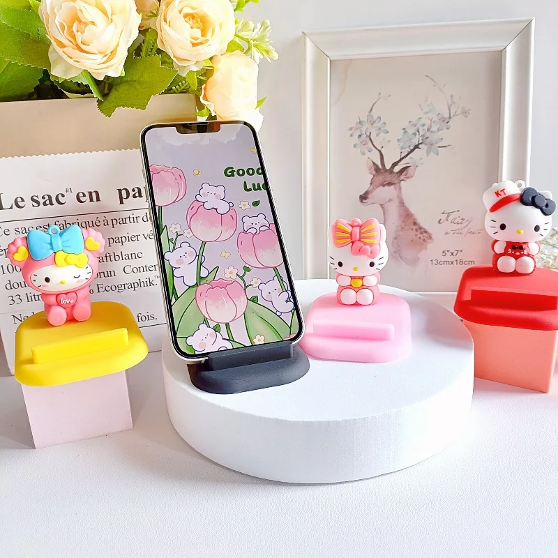 2024 Cartoon Creative Mobile Phone Tablet Stand Cute Anime Characters Kitty Cat Desktop Ornaments Accessories Gifts