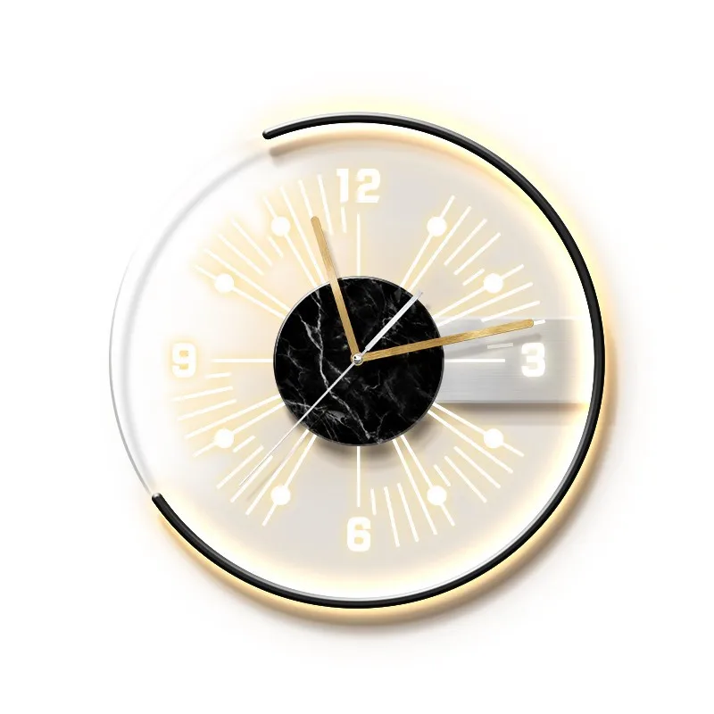 Living room creative clock wall lamp painting modern simple light luxury dining room background wall wall clock silent luminous