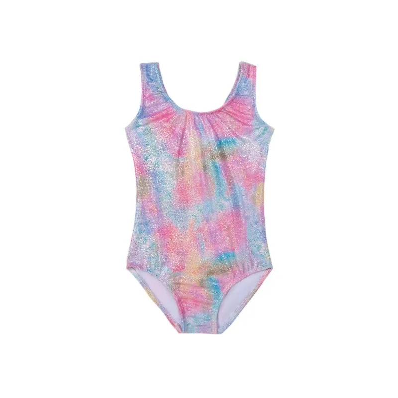 Trykoty gimnastyczne dla dziewcząt, błyszczące body, stroje sportowe dla dzieci do ćwiczeń gimnastycznych.