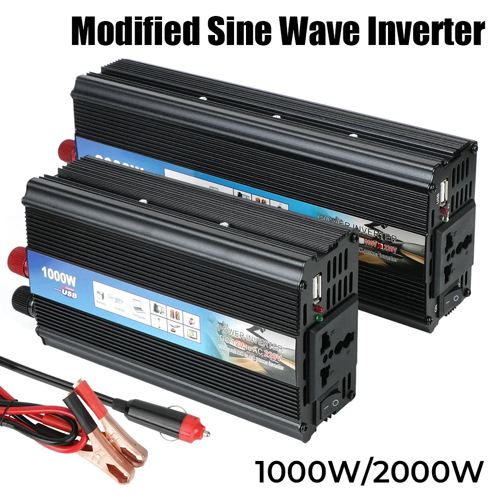 DC 12v To AC 220V with USB Charger Power Inverter 1000W 2000W Car Voltage Converter Modified sine wave inverter