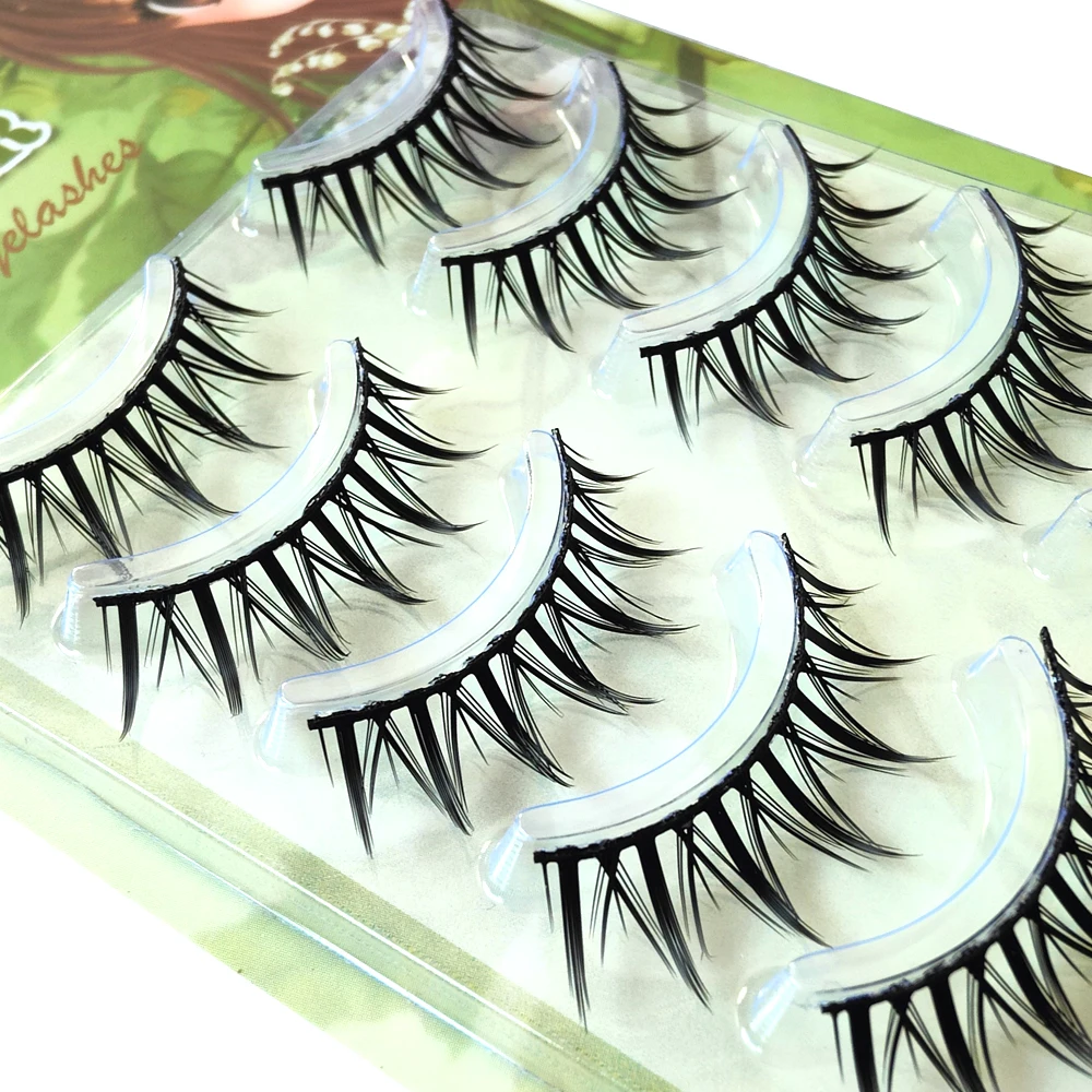 Manga Wimpers 5 Paar Wimpers 3d Natuurlijke Valse Wimpers Pluizige Zachte Kruis Piekerige Natuurlijke Wimper Extensie Make-Up Cosmetica Tools