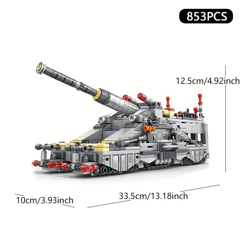 WWII Gustav Heavy Cannon Military Railway Gun Building Blocks For Boys Medium Weapon Tank Bricks Toys For Collector Kids Gift