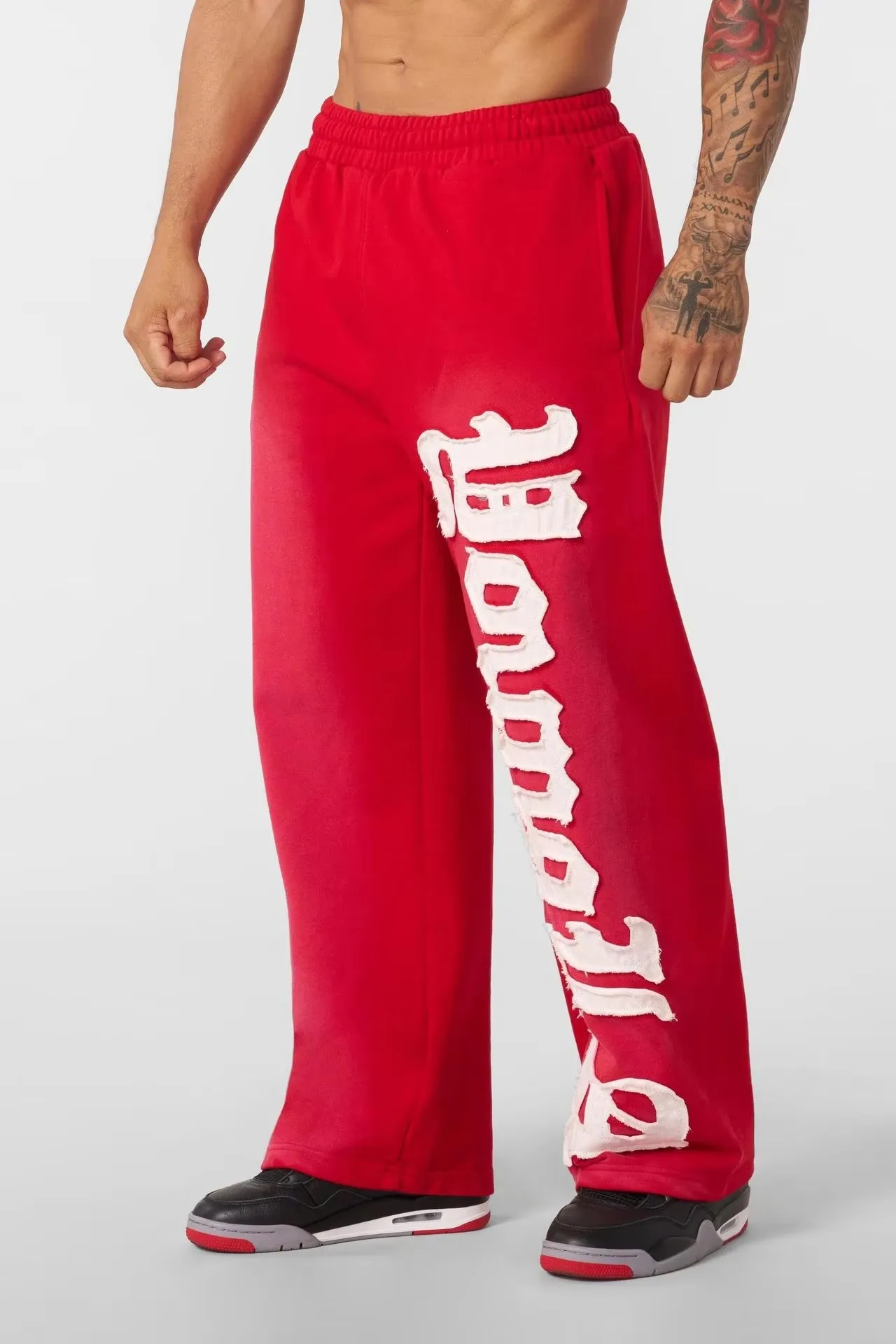 Man Young American trendy sweatpants collaboration anime joggers cotton terry print wide-leg casual pants hip-hop street pants image 3