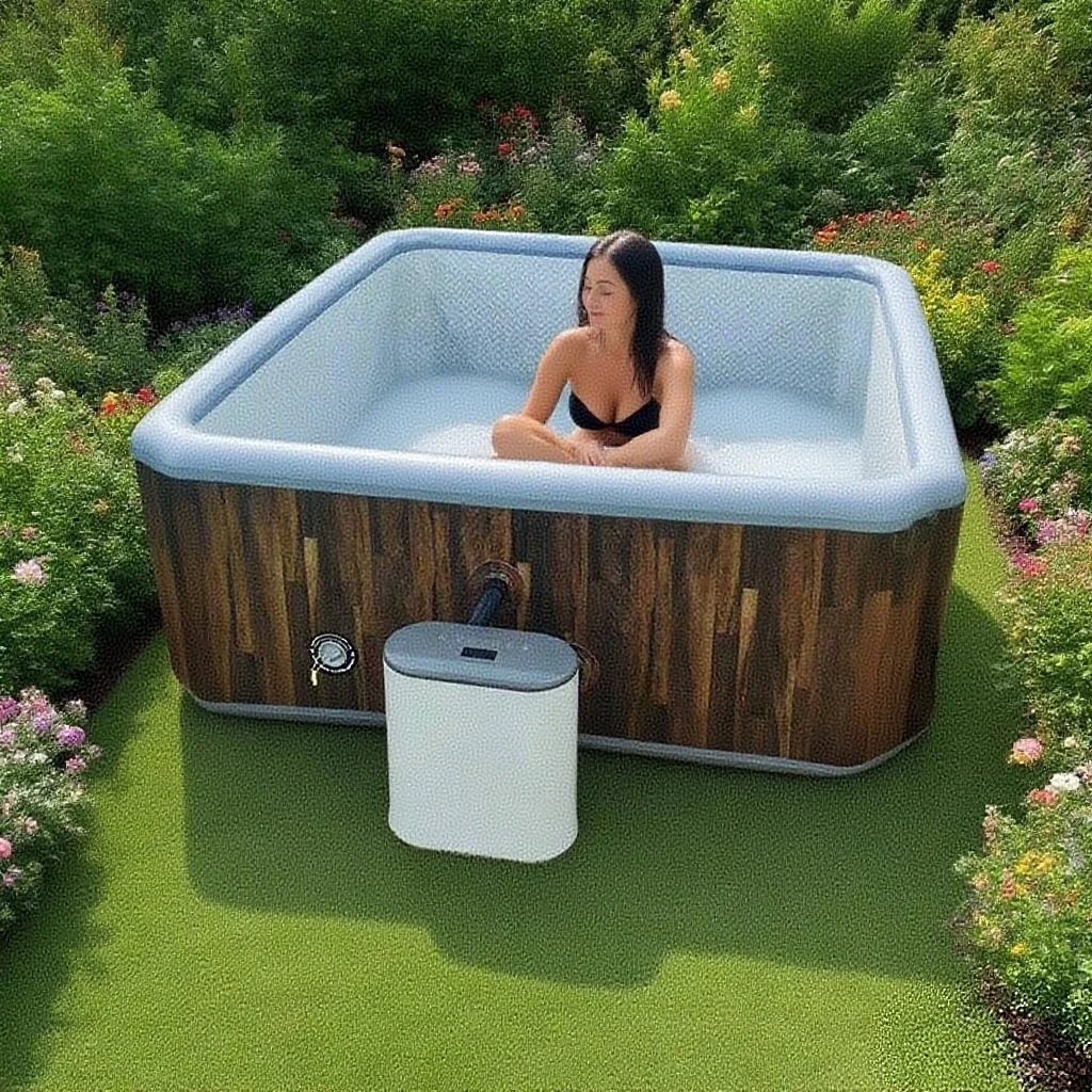 Inflatable Hot Tub Spa Tub Home Outdoor Jacuzzi with Heater Massage 2-3 Person Portable Spa Bathtub