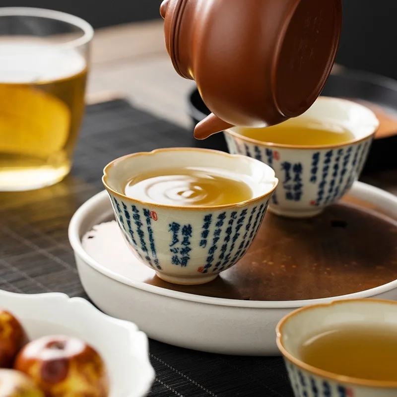 Ruyao Prajna Heart Sutra Tea Cup Ceramic Master Cup Personal Special Kung Fu Tea Set Single Cup Tea Sample Tea Cup