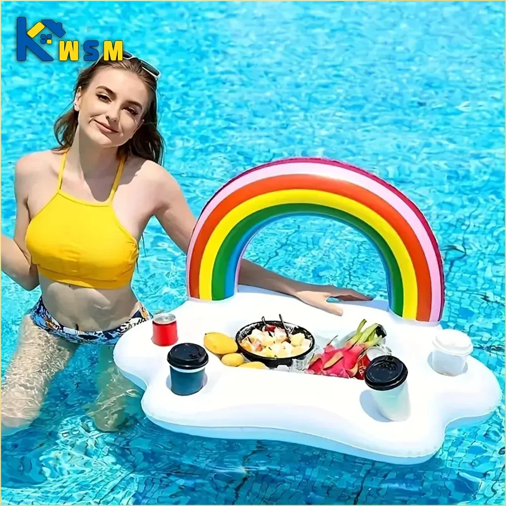 1 pz acqua gonfiabile arcobaleno secchiello per il ghiaccio albero di cocco parasole Ice Bar sottobicchiere vassoio gonfiabili piscina giocattoli piscina gonfiabile