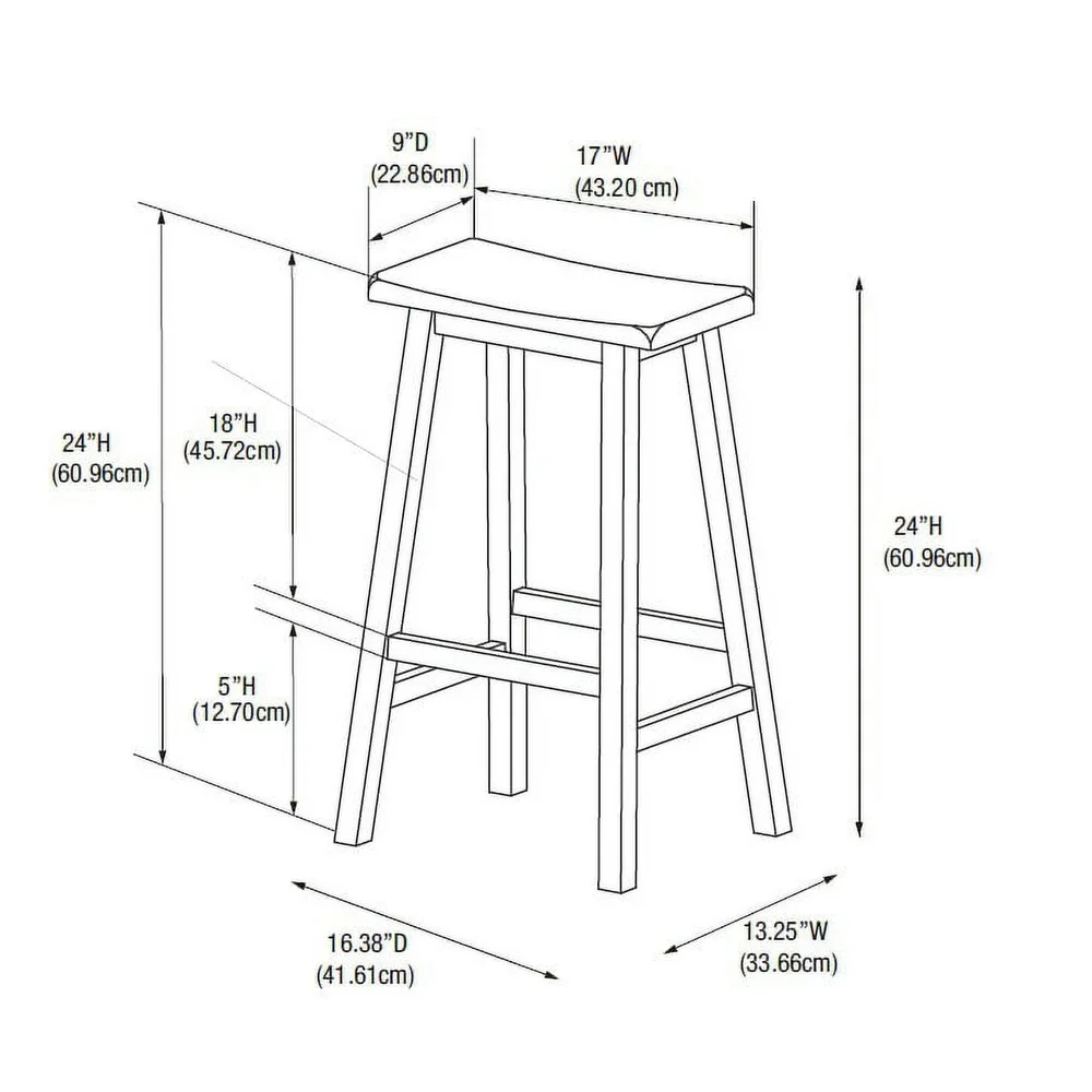 Backless Indoor Saddle Seat Counter Stool Durable Classic Design with Four Footrails Comfortable Sloping Seat Home Use