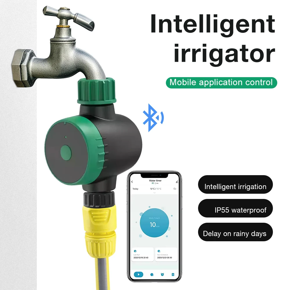 

Bluetooth Irrigation Water Timer Automatic Irrigation Controller Programmable Rain Delay Watering System 3/4‘’ Smart 1-way Timer