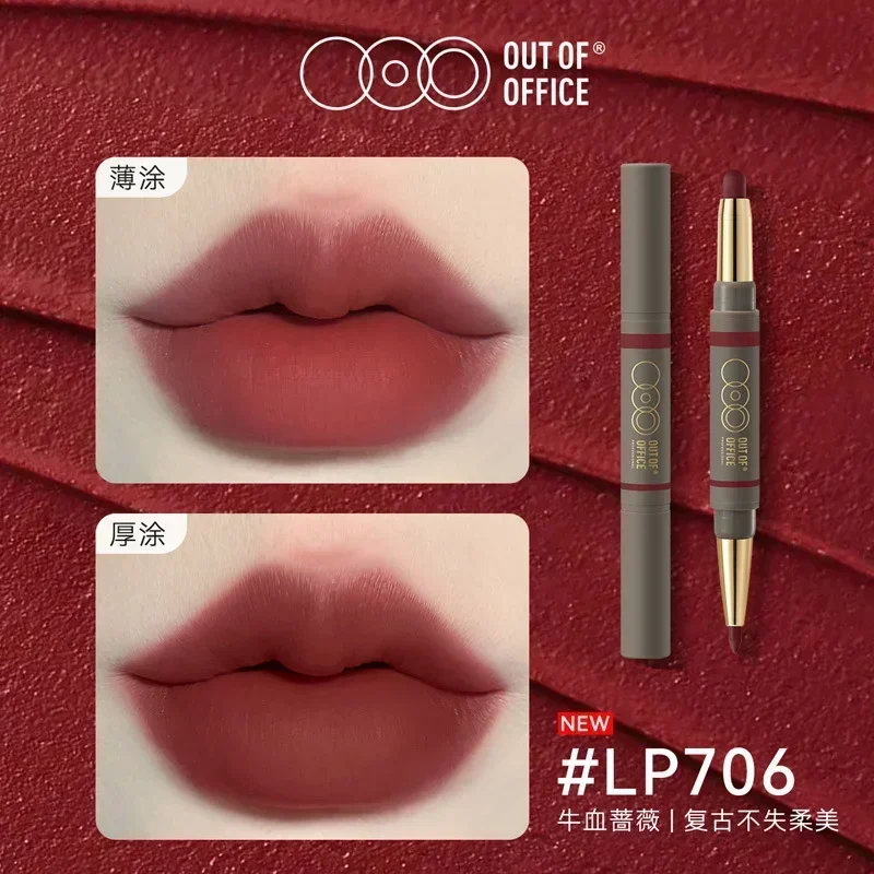 OUTOFOFFICE Double-ended Lip Liner Matte Batom À Prova D 'Água Lápis de Batom Vermelho Lápis de Longa Duração Sexy Maquiagem Cosméticos