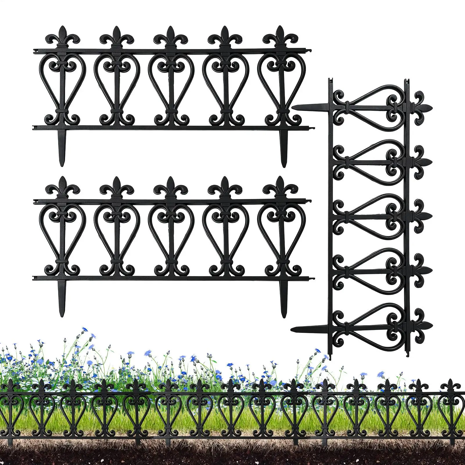 

Landscape Edging Border 3-Pieces Outdoor Lawn Picket Fencing Landscape Decor Edging for Garden Backyard Pathway Driveway Park