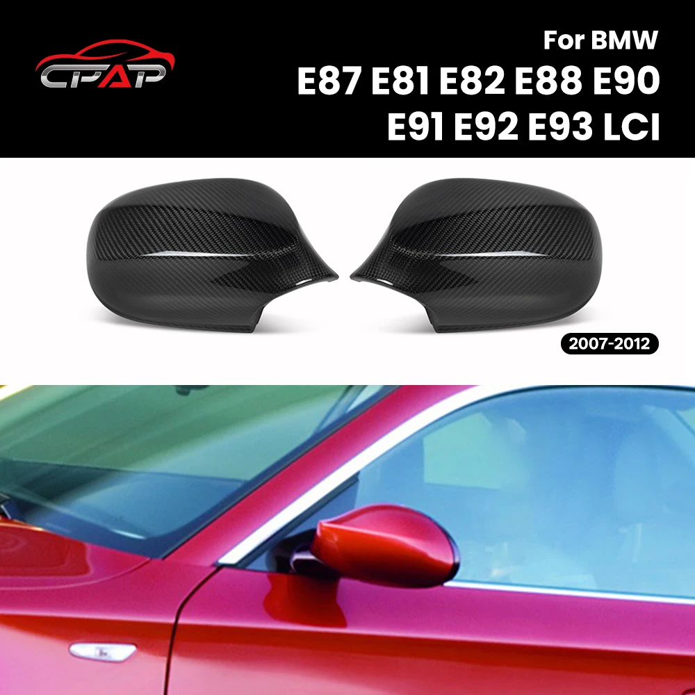 

Real Dry Carbon Fiber Rearview Mirror Cover Caps For BMW E87 E81 E82 E88 E90 E91 E92 E93 LCI OEM Style 2007-2012 Car Mirror Cap
