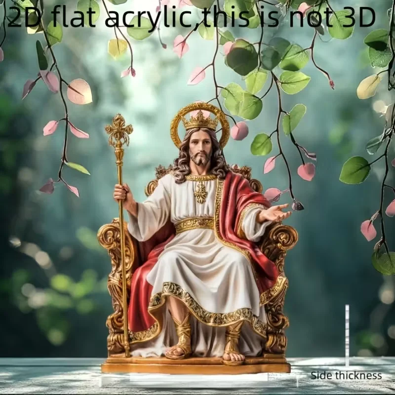 2D Flat Acrylic Statue of King Jesus Classic Style Desktop Decoration for Thanksgiving Home Decor Perfect for Desktop Installa - Image 2