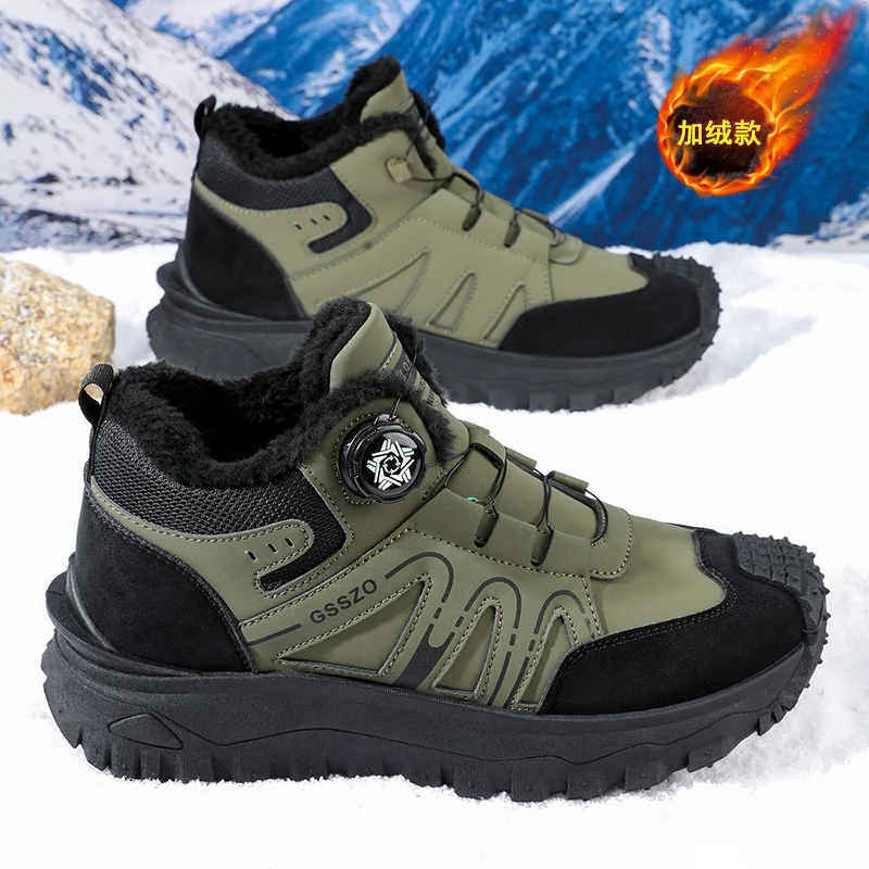 2026 new comfortable and fashionable men's snow boots, outdoor hiking boots, men's plus size shoes