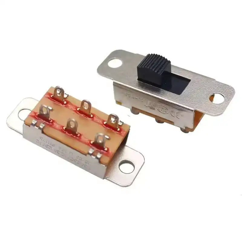 Gran oferta, terminales de palanca de 6 pines, interruptor deslizante de Metal ON-ON de ángulo recto para secador de pelo