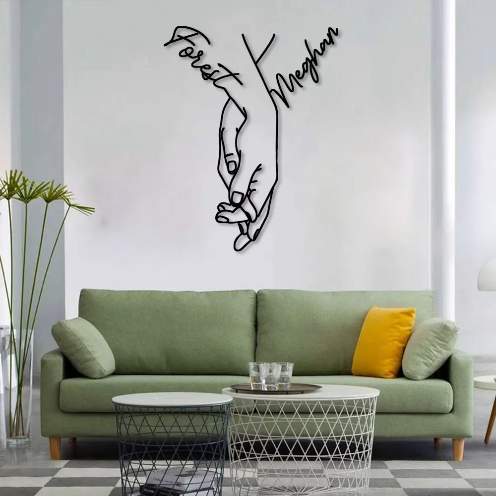 Custom Personalized Couple Holding Hands Metal Wall Art, Intertwined Hand Shadows - Wedding, Anniversary, Valentine's Day Gift image 6