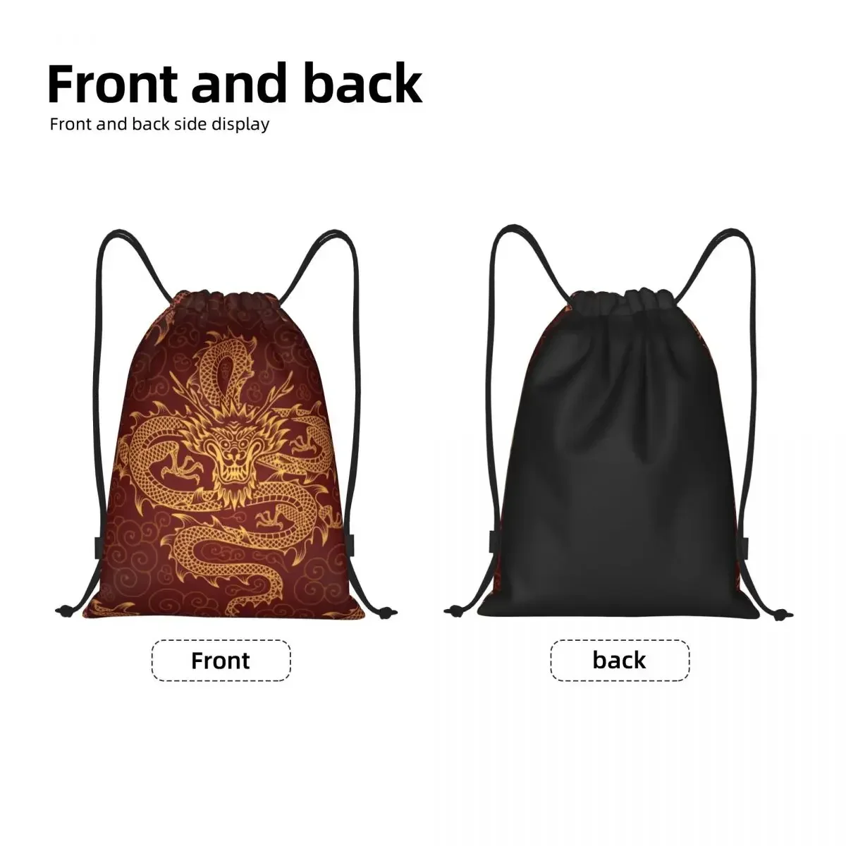 Red Japanese Dragon Pattern Drawstring Backpack Women Men Sport Gym Sackpack Portable Mythical Shopping Bag Sack