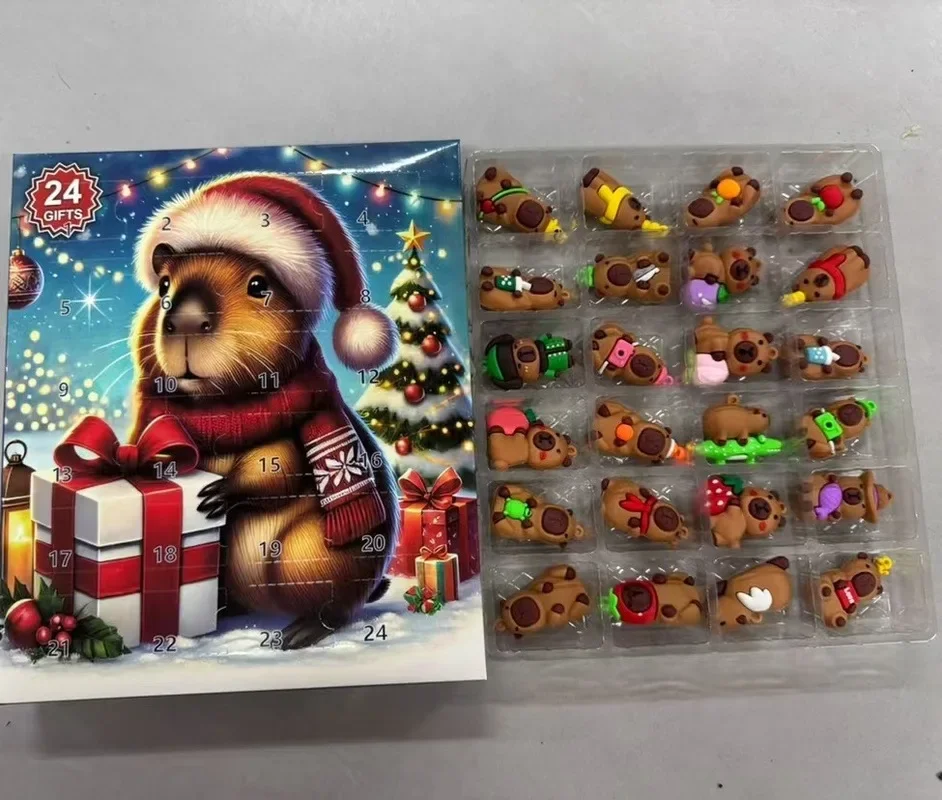 متوفر 24 قطعة كابيبارا عيد الميلاد تقويم القدوم العد التنازلي التقويم لطيف الديكور لعبة طفل هالوين هدية الكريسماس #4