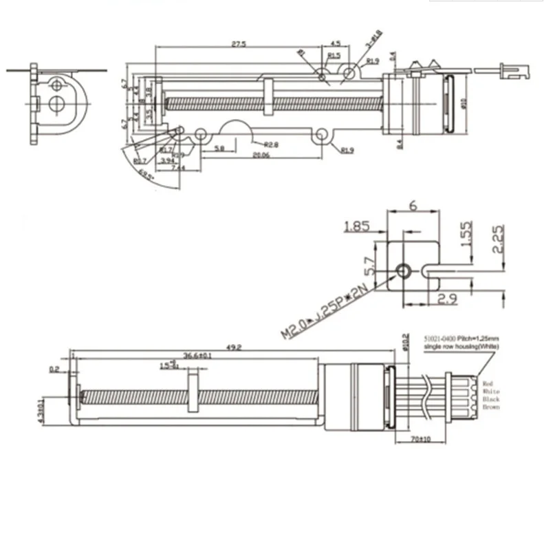 Mini actuador lineal de 34mm, 10mm, Micro 5V, 2 fases, de 4 cables Motor paso a paso de precisión, tornillo lineal largo, tuerca deslizante, impresora 3d xyz DIY