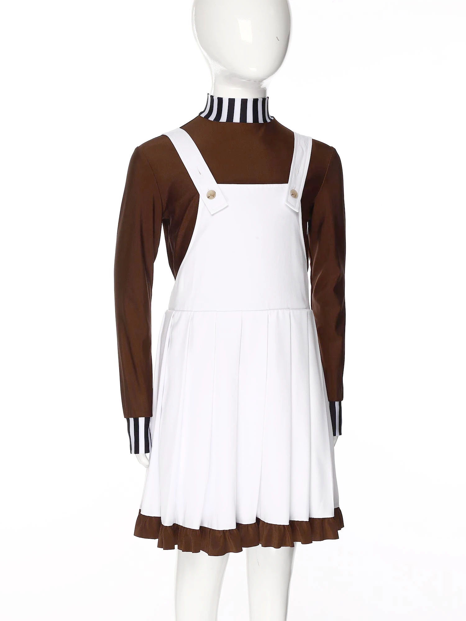 2Pcs Kids Boys Girls Clothes Sets Long Sleeves Top Overalls Pants Suits for Halloween Party Chocolate Factory Worker Costume