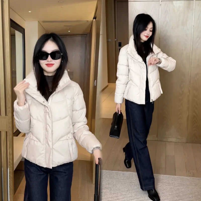 

Down Jacket Short Fashionable Thickened Warm Autumn Winter Korean Versatile Ancola Red Cotton-padded Jacket