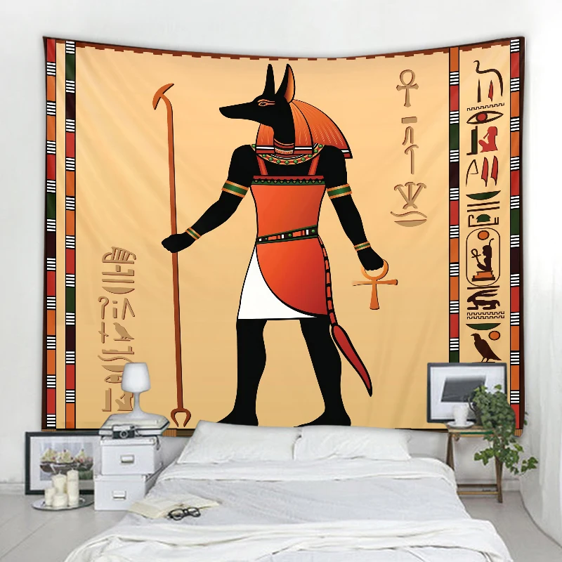 Egyptian gods  mythology decoration bedroom living room background  tapestry curtain  wall covering