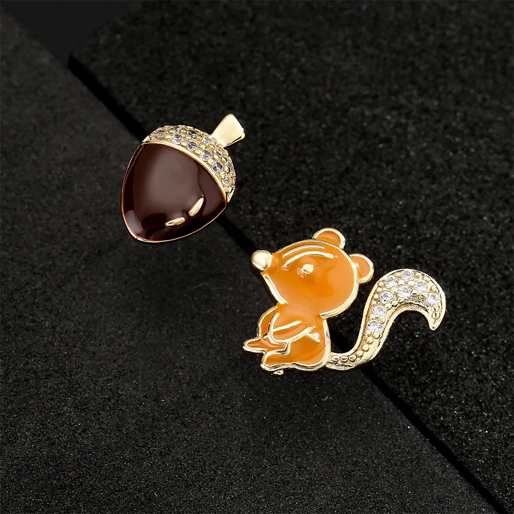 GANPUP Kreative Niedliche Eichhörnchen-Trester-Ohrringe für Frauen, Modische Neue Ohrpiercing-Strass-Schmuckstücke, Geschenk für Partys – Detail 3