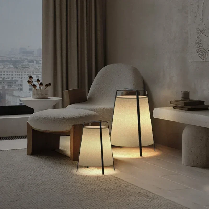 SANDYHA Nordic Iron Art Floor Lamp Fabric Lampshade Design Led Light for Living Room Bedroom