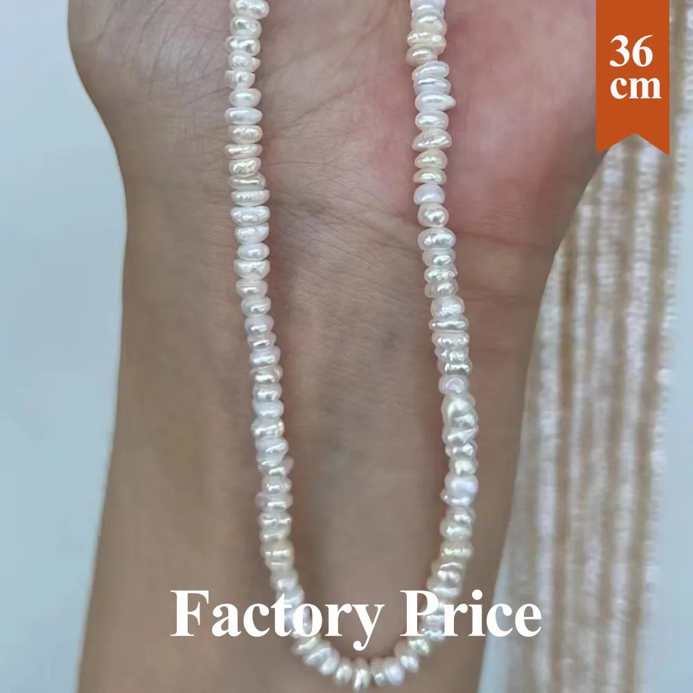 

4-4.5mm Natural Freshwater Pearl Beads Flat Pearl Loose Spacer Beaded for Making DIY Necklace Bracelet Accessories about 36CM